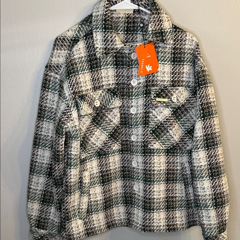 Plaid Button-Up Jacket Young LA